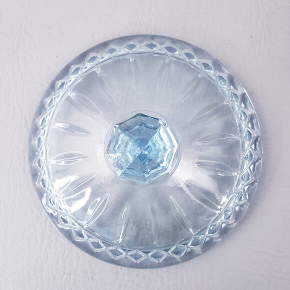 Candy Dish Blue Indiana Glass Co. Round Depression Diamond Princess Ice Pattern - Picture 5 of 8